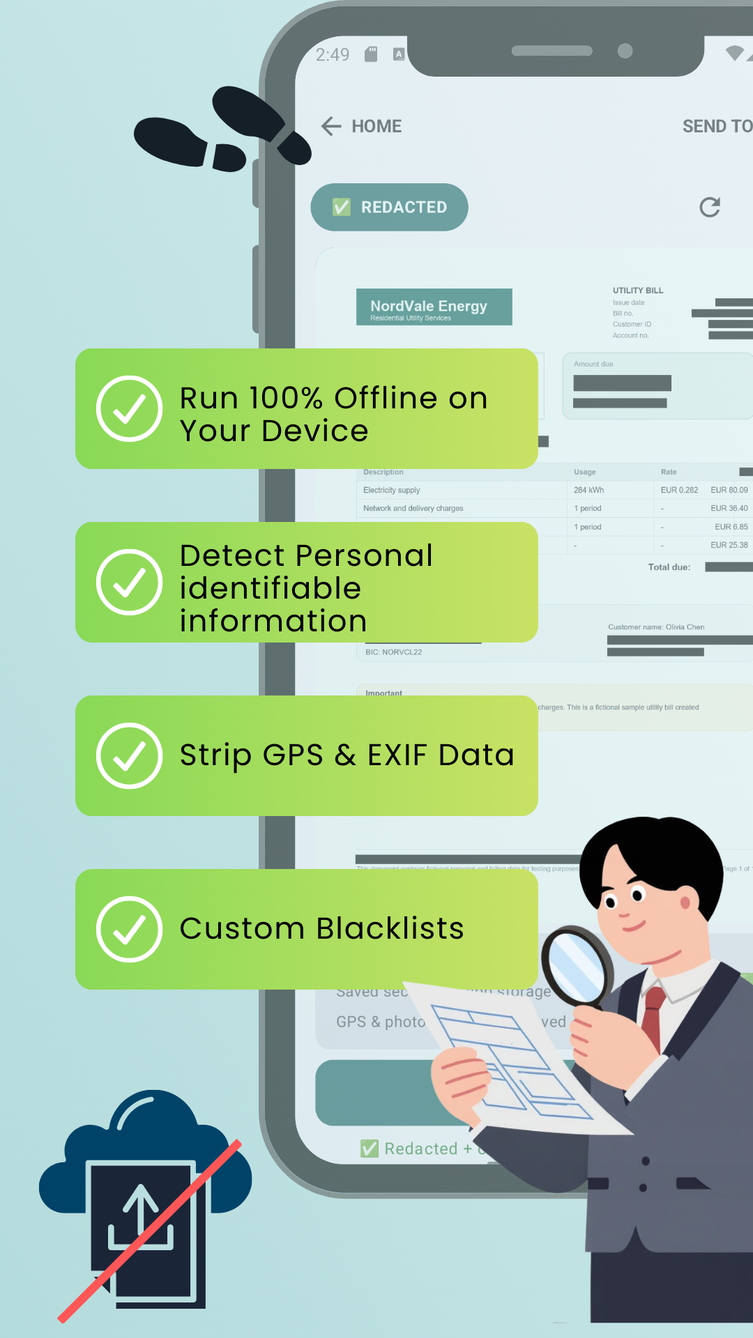 One click to send redacted images to AI assistants